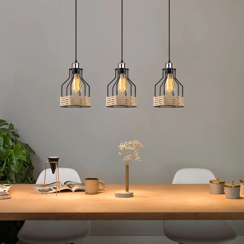 Candeeiro Suspenso Fiko – Preto – 67 x 17 cm