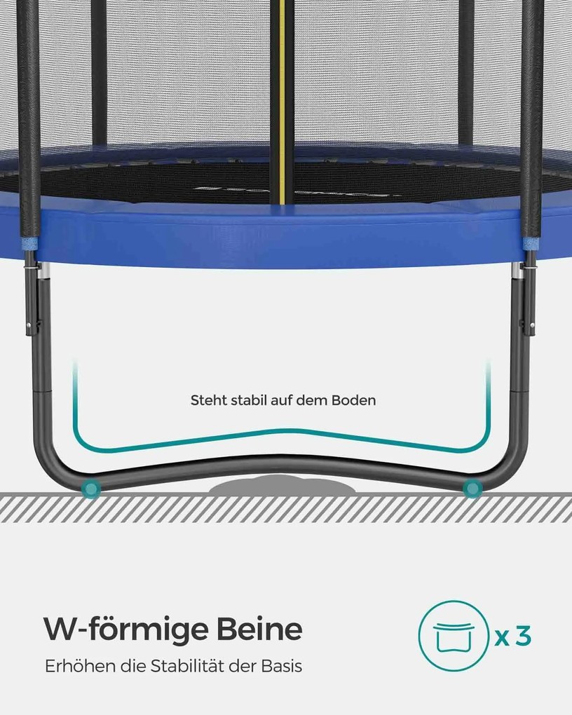 Trampolim Ø 244 cm com rede de segurança Preto-azul