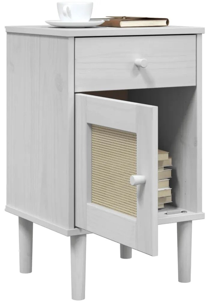 Mesa de cabeceira SENJA 40x35x65 cm pinho maciço branco