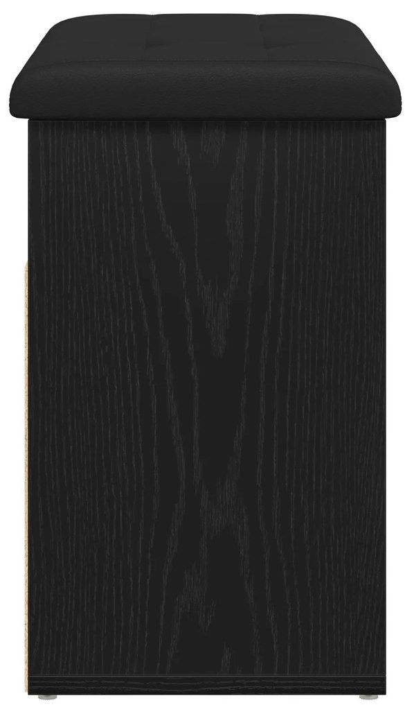 Banco de Armazenamento Preto Carvalho 60x30x48 cm Madeira de Engenhari