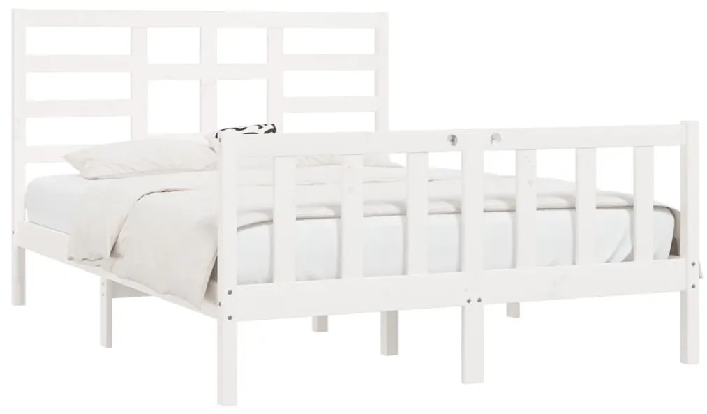 Cama sem colchão 120x200 cm madeira de pinho maciça branco