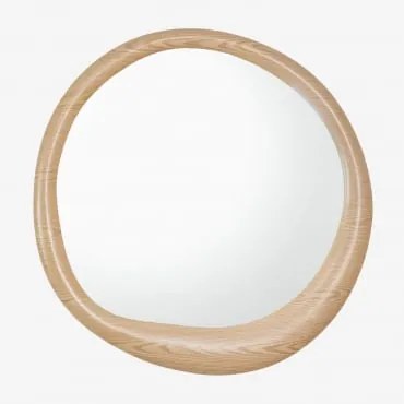 Espelho De Parede Redondo Ø100 Cm Em Mdf Zunire Madeira Natural - Sklum