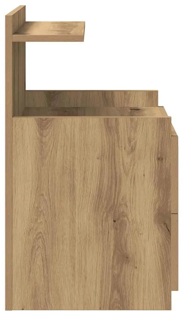 Mesa de cabeceira com 2 gavetas carvalho artesanal 40x36,5x62 cm
