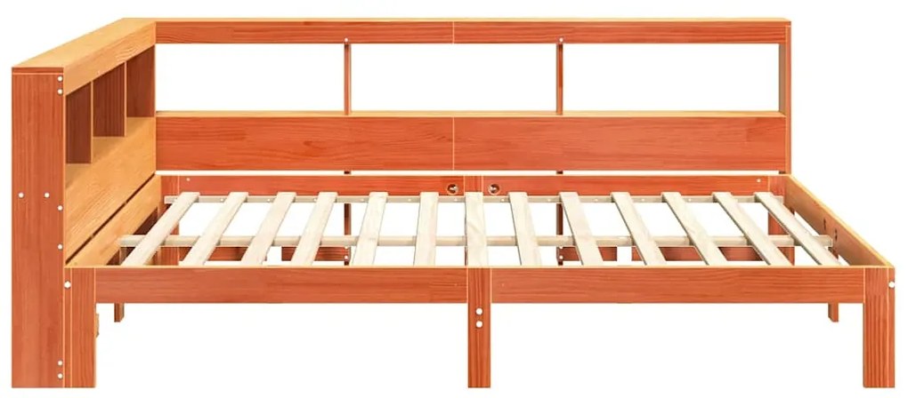 Cama c/ estante sem colchão 120x200cm pinho maciço castanho-mel