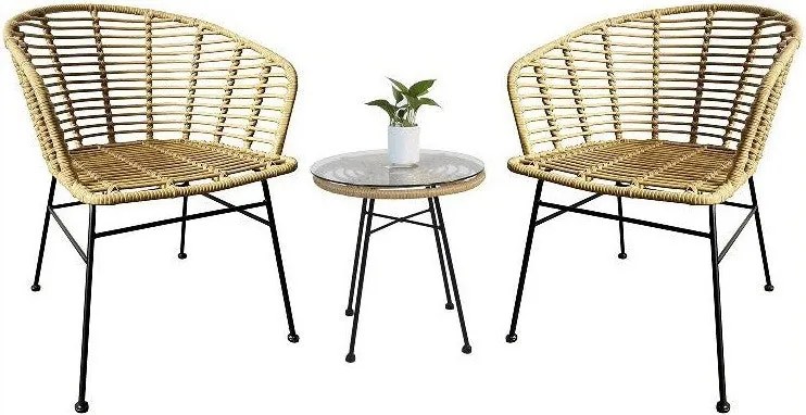 Mesa de Jantar/Apóio p/ Jardim DEWA – Apoio Ø45x46 cm – Metal, Ratán e