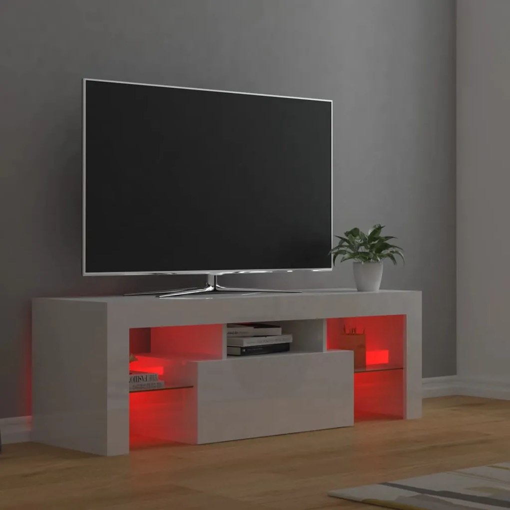 Móvel de TV Lu com Luzes LED - Branco Brilhante - Design Moderno