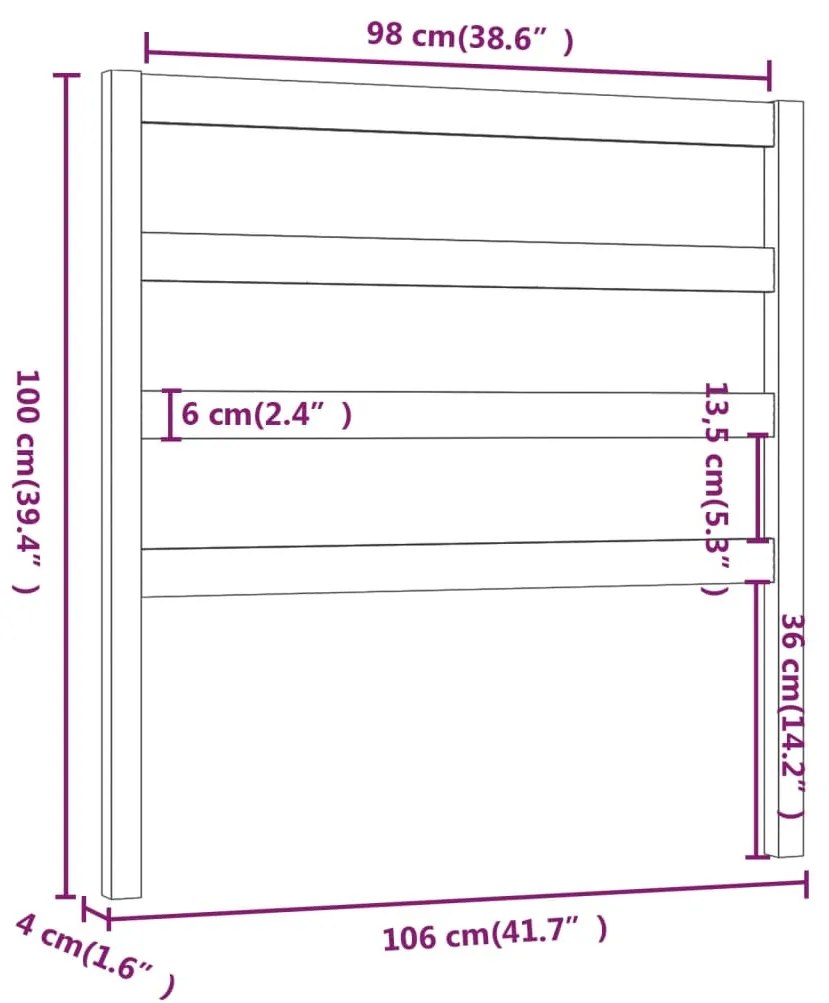 Cabeceira de cama 106x4x100 cm pinho maciço castanho mel
