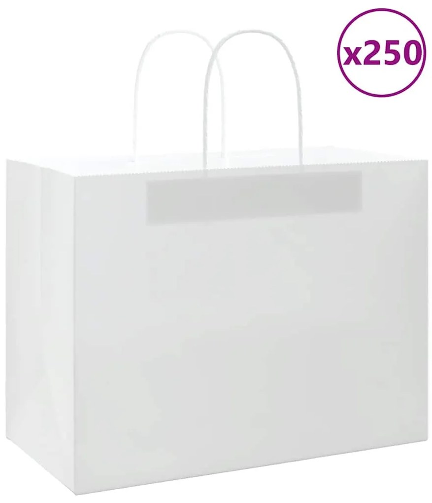 vidaXL Sacos de papel 250 unid com alças branco 32x17x25 cm