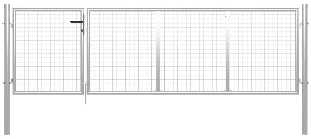 vidaXL Portão de jardim em aço 350 x 75 cm prata