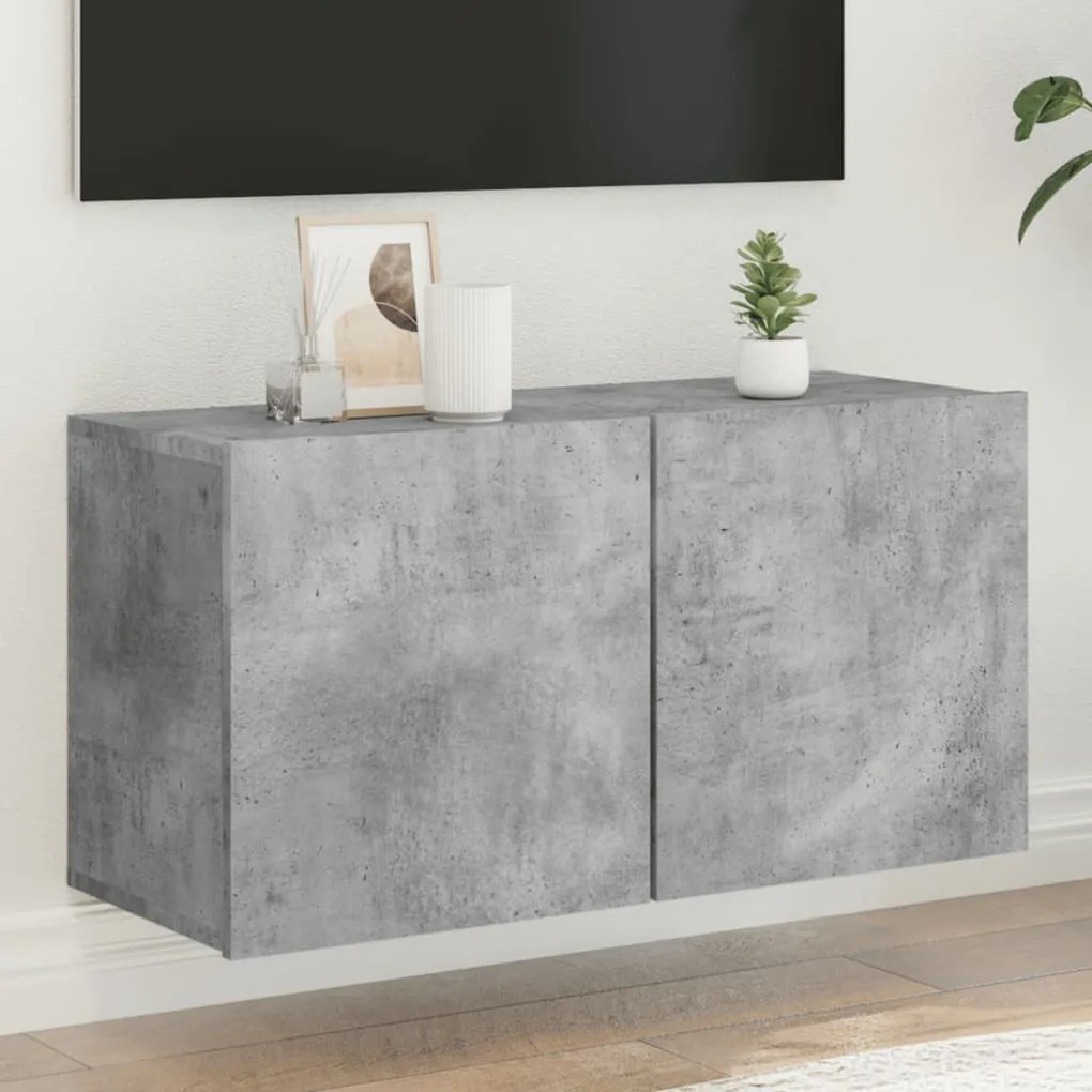 vidaXL Móvel de parede para TV 80x30x41 cm cinzento cimento