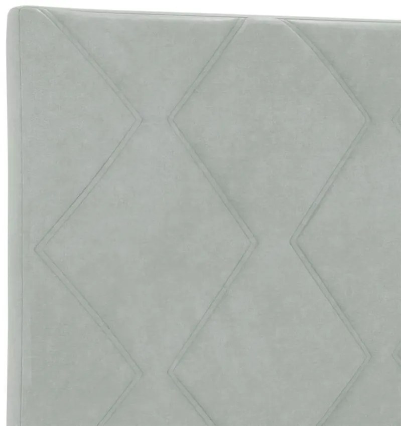 Cabeceira com design de blocos de diamante em veludo cinza claro