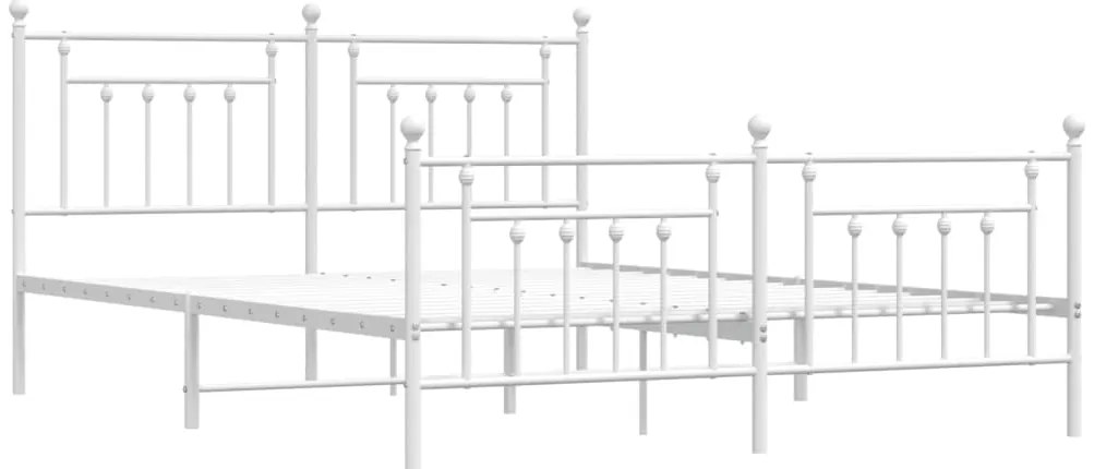 Estrutura de cama com cabeceira e pés 160x200 cm metal branco