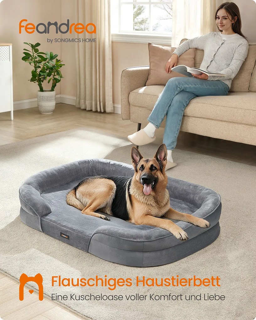 Cama para cães com bordas elevadas 122 x 85 x 20 cm cinzento claro