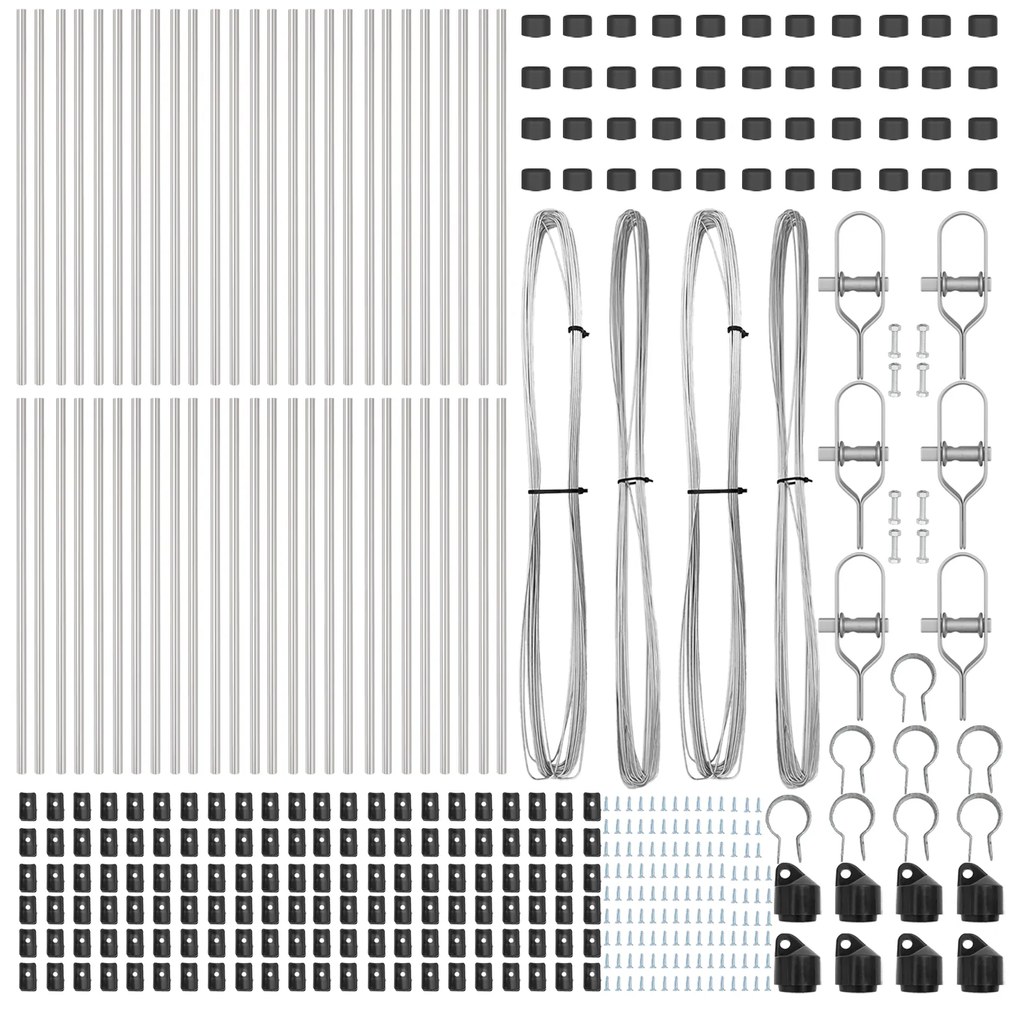 Postes de Cerca vidaXL 52 pcs Ø32 mm 120 cm Aço Galvanizado