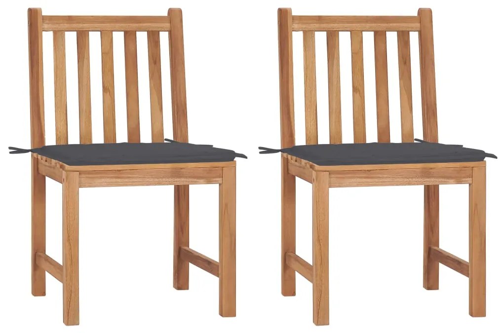 vidaXL Cadeiras de jardim c/ almofadões 2 pcs teca maciça