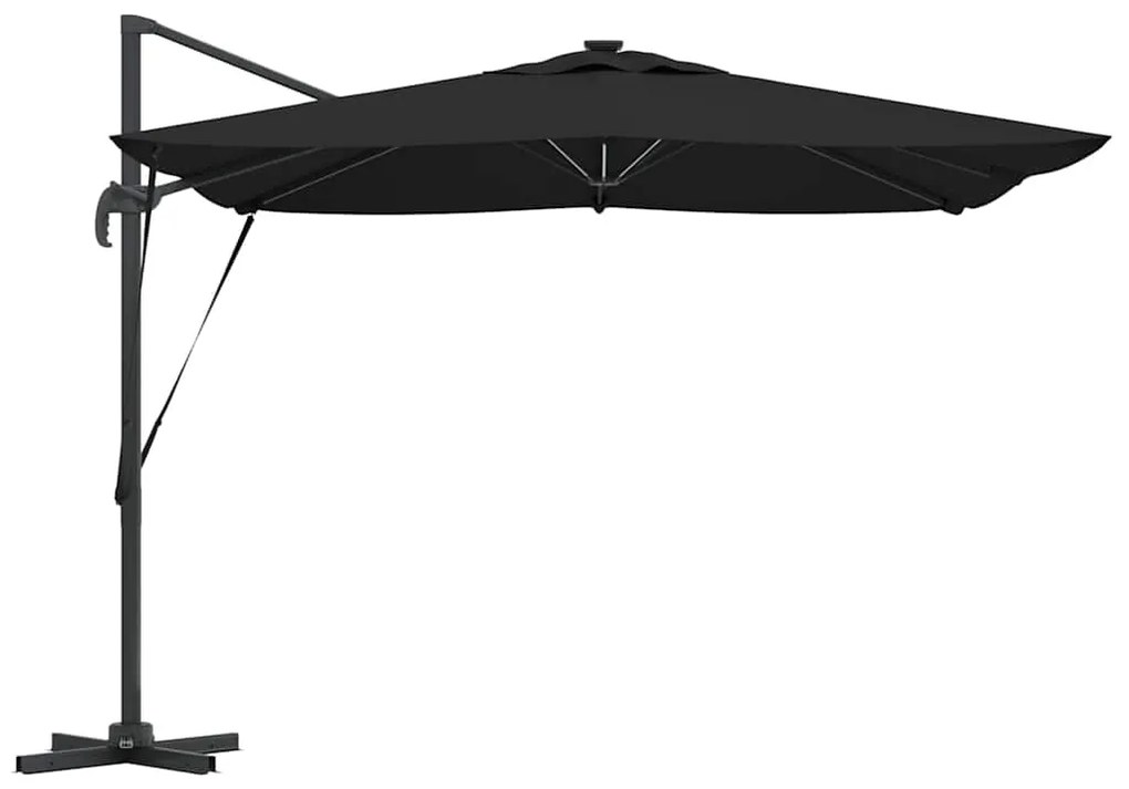 Guarda-Sol Cantilever Roma com LEDs - Preto, 286 x 285 x 270 cm, Alumí