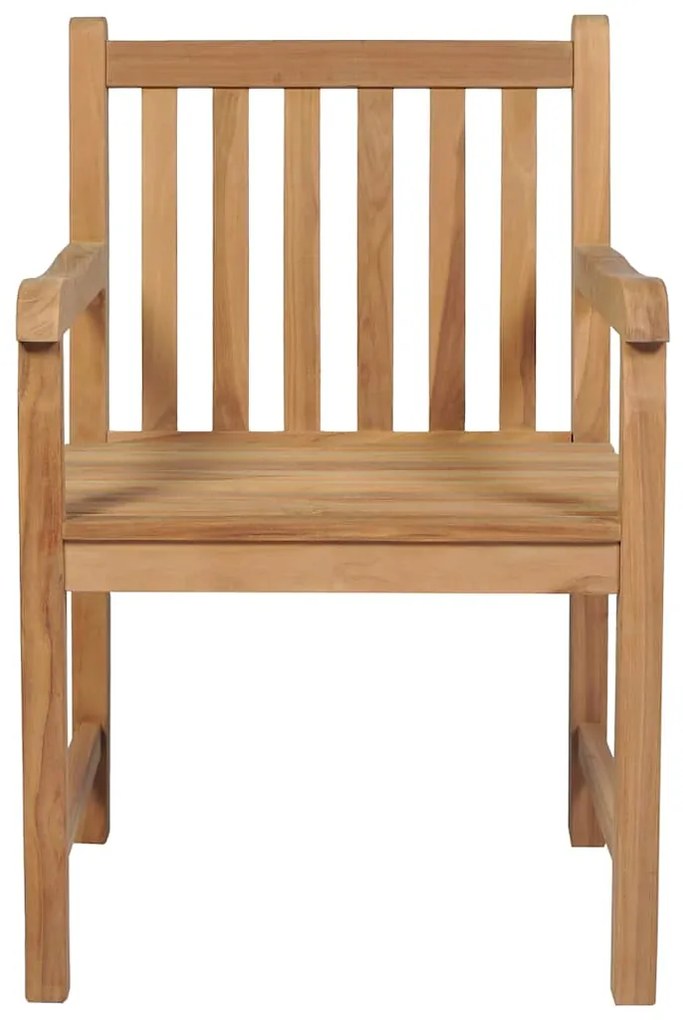 Cadeiras de jardim c/ almofadões vermelhos 4 pcs teca maciça