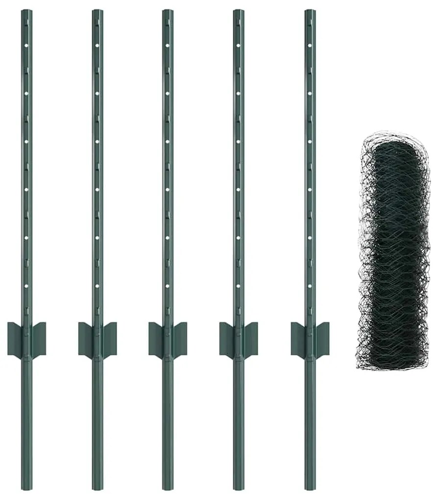 Postes de Cerca vidaXL 11 pcs U-Channel Verde 120 cm Aço