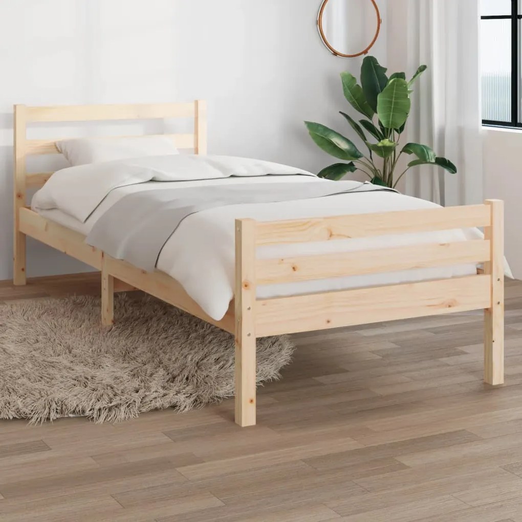 vidaXL Estrutura cama pequena solteiro 75x190 cm madeira maciça