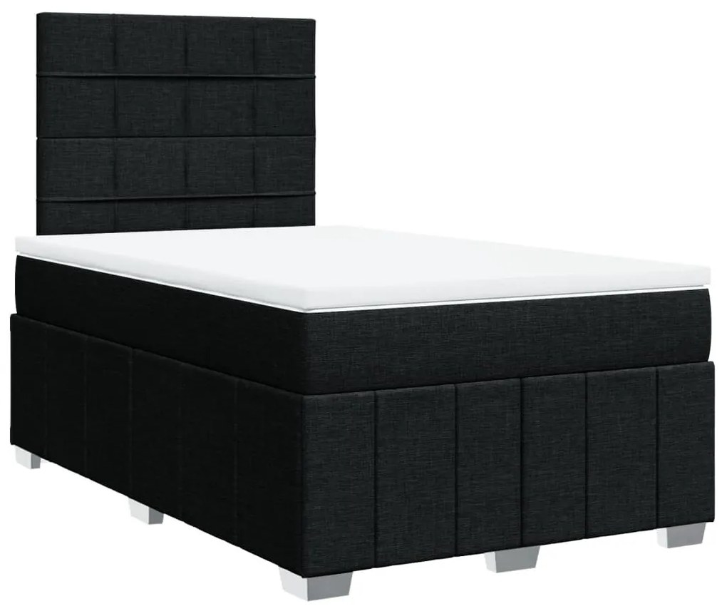 Cama boxspring com colchão 120x190 cm tecido preto