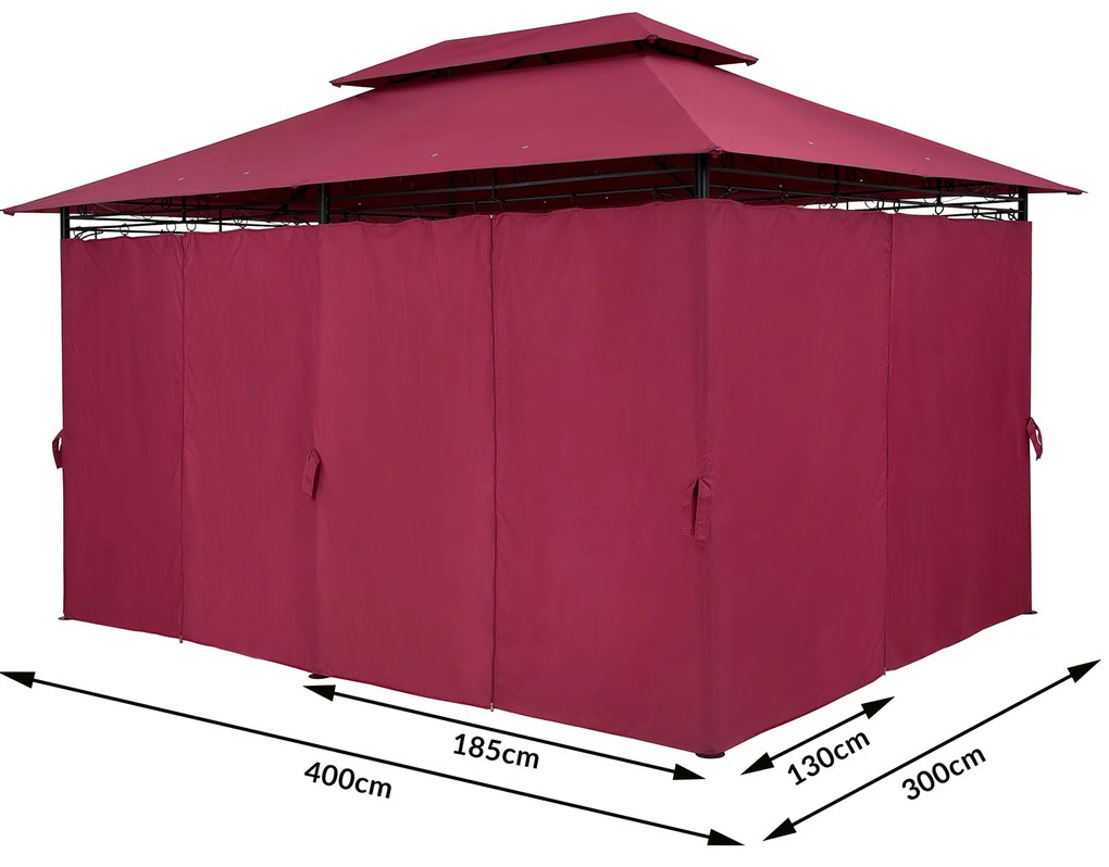 Pergula jardim Topas 3x4m Proteção UV 50+ Vermelha