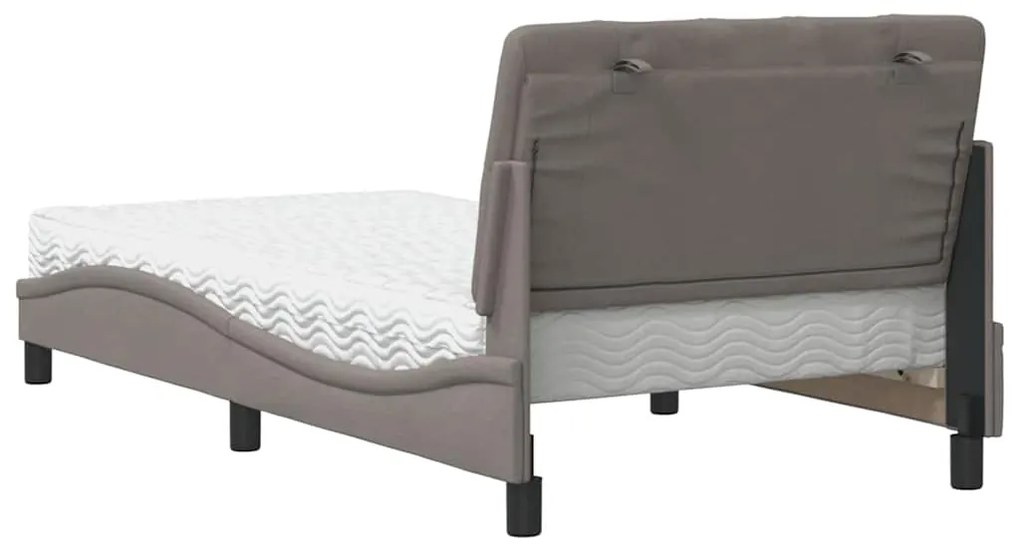 Cama com colchão 100x200 cm tecido cinzento-acastanhado