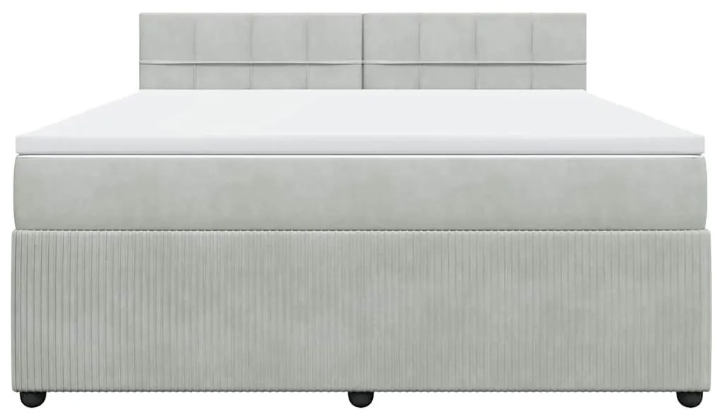 Cama com molas/colchão 180x200 cm veludo cinzento-claro