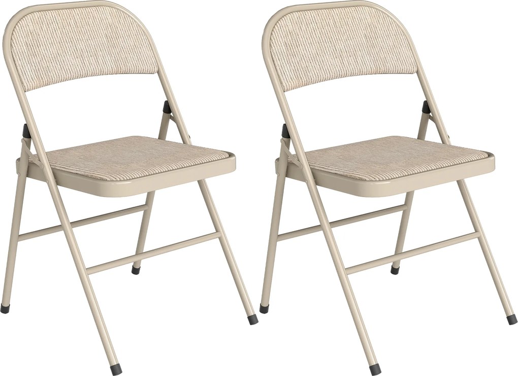 HOMCOM Conjunto de 2 Cadeiras Dobráveis com Encosto e Estrutura de Aço para Sala de Estar escritório Estúdio 45x46x78 cm Bege | Aosom Portugal