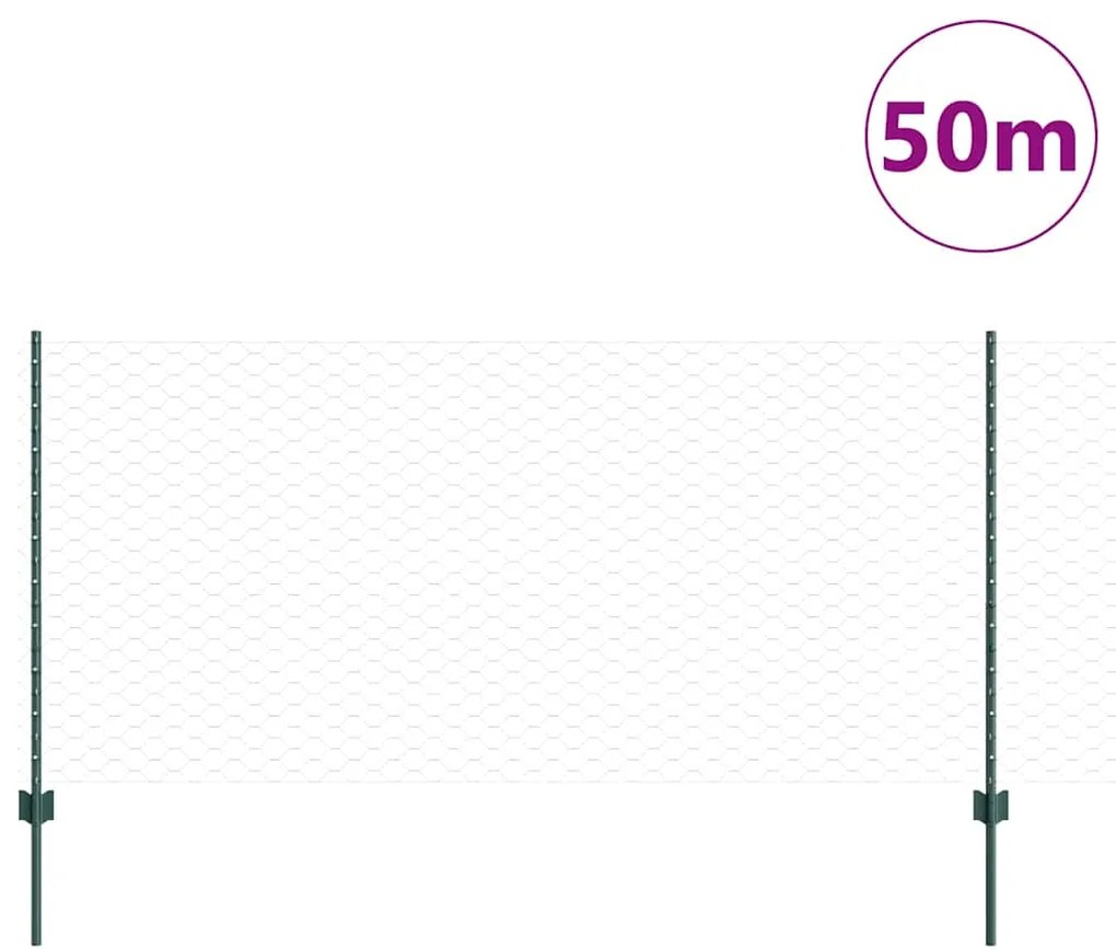 Postes de Cerca vidaXL 11 pcs U-Channel Verde 100 cm Aço