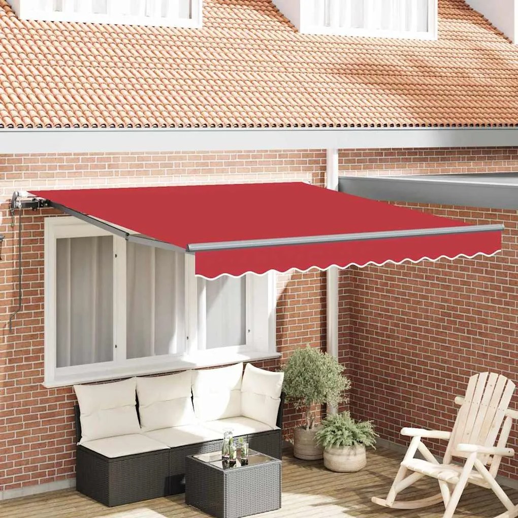 vidaXL Toldo Retrátil Vermelho 300 x 250 cm Tecido e Alumínio