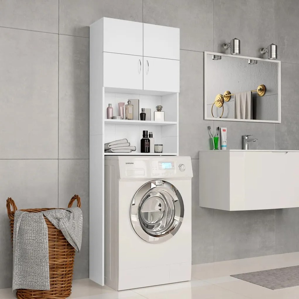 800027 vidaXL Armário máquina de lavar roupa 64x25,5x190 cm aglomerado branco