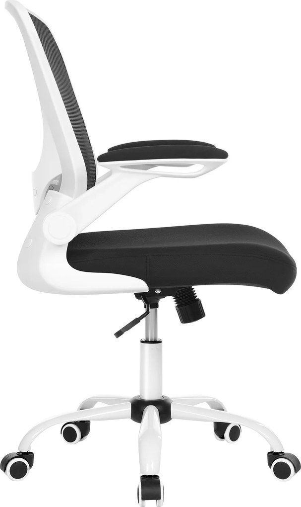 Cadeira de escritório giratória, design ergonómico em malha respirável Preta e branca