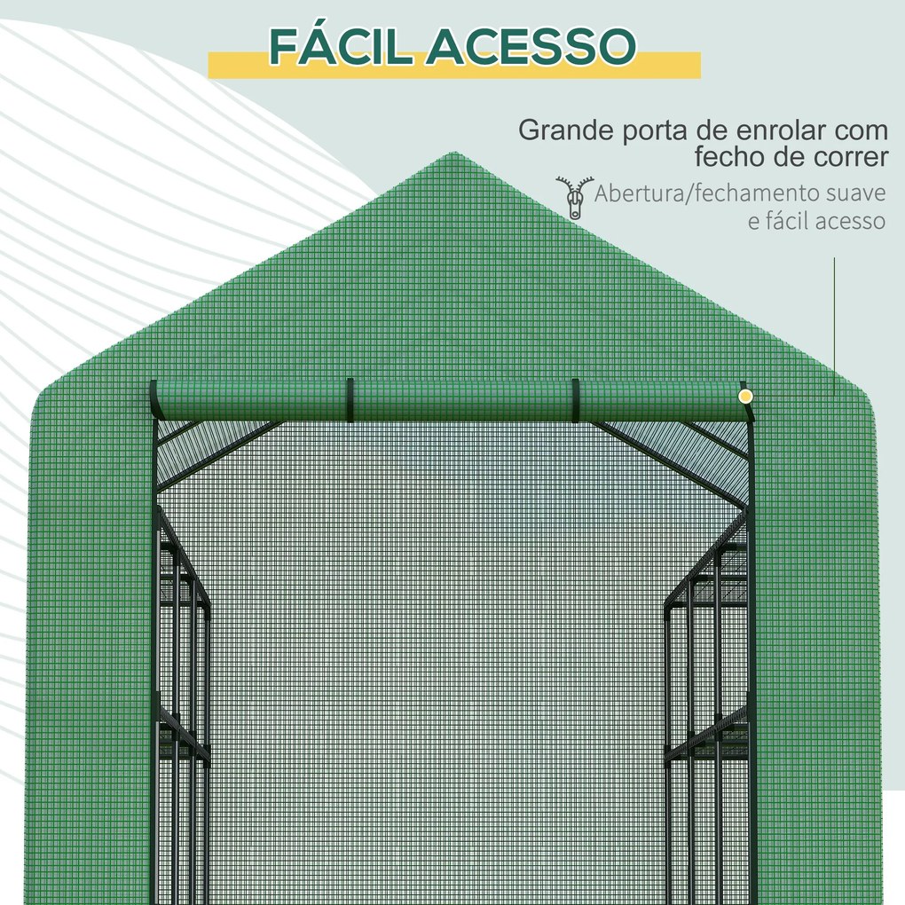 Estufa de Jardim Estufa de Exterior com Prateleiras de 4 Níveis Porta