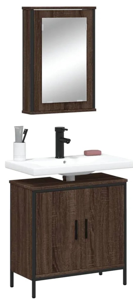 vidaXL 2 pcs conj. móveis WC derivados madeira cor carvalho castanho