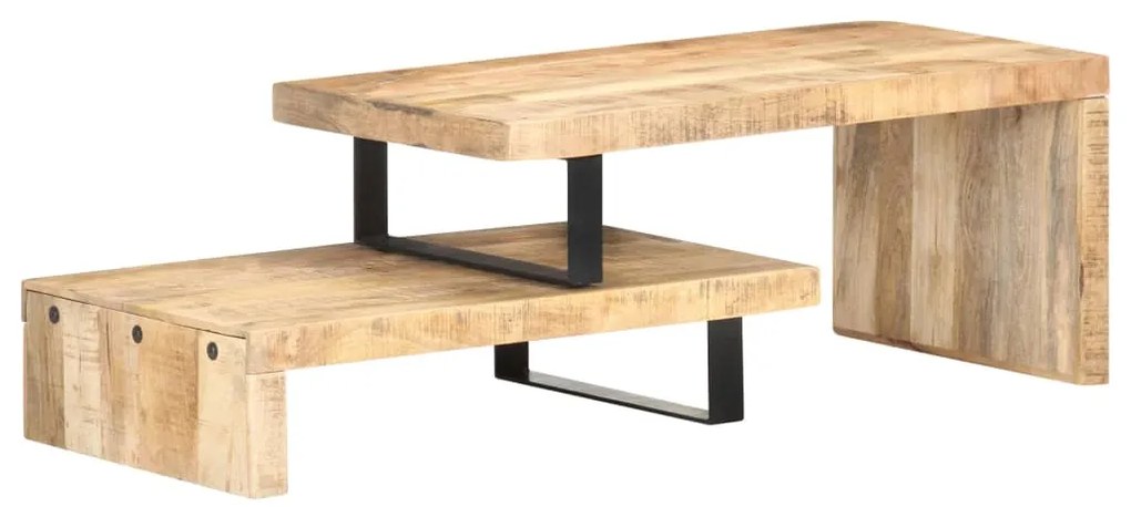 2 pcs conjunto de mesas de centro madeira de mangueira maciça