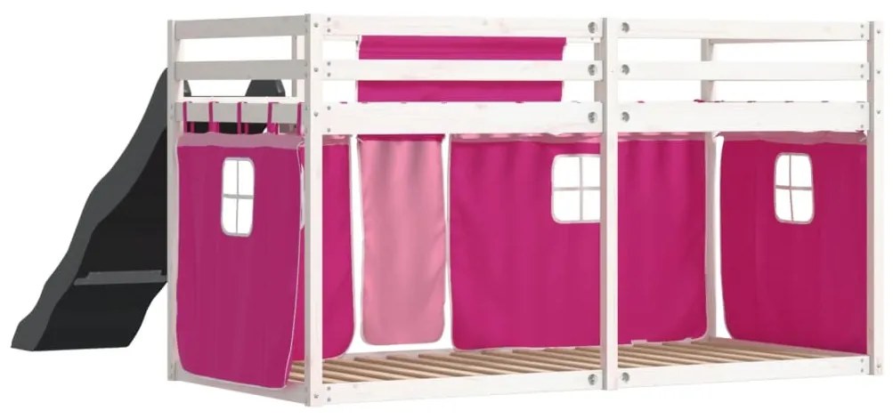 Beliche com escorrega e cortinas 90x190 cm rosa