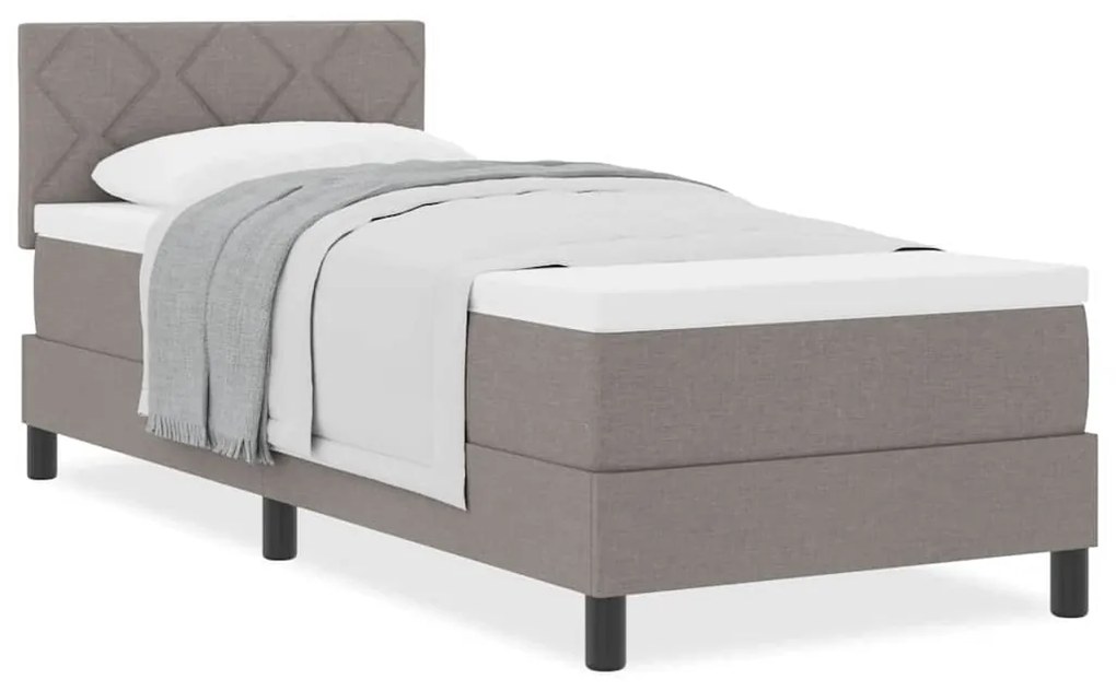 Cama Box Spring com Colchão Taupe 80x200 cm Tecido
