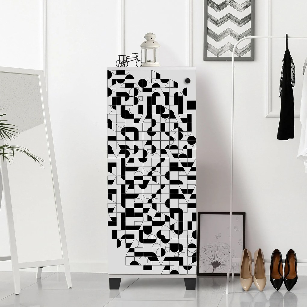 Sapateira Filinta – Branco/Preto – 50x127x38 cm