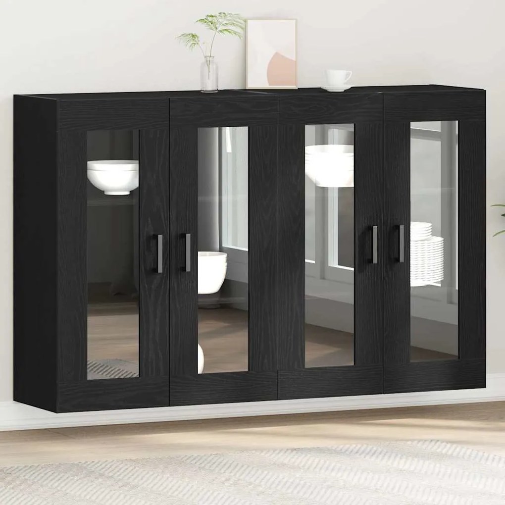 vidaXL Armários Murais 2 pcs Carvalho Preto 69,5 x 34 x 90 cm Madeira Engenharia