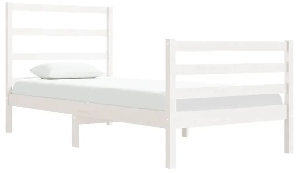 Estrutura cama solteiro 90x190 cm pinho maciço branco