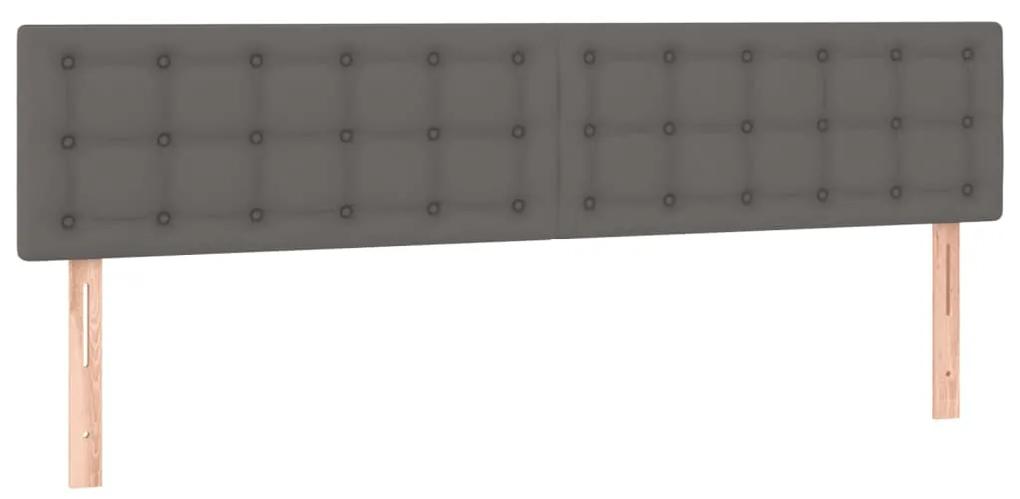 Cama com molas/colchão 200x200 cm couro artificial cinzento