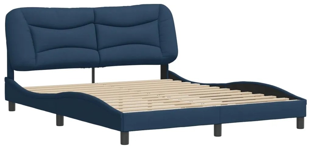 Estrutura de cama sem colchão 160x200 cm tecido azul