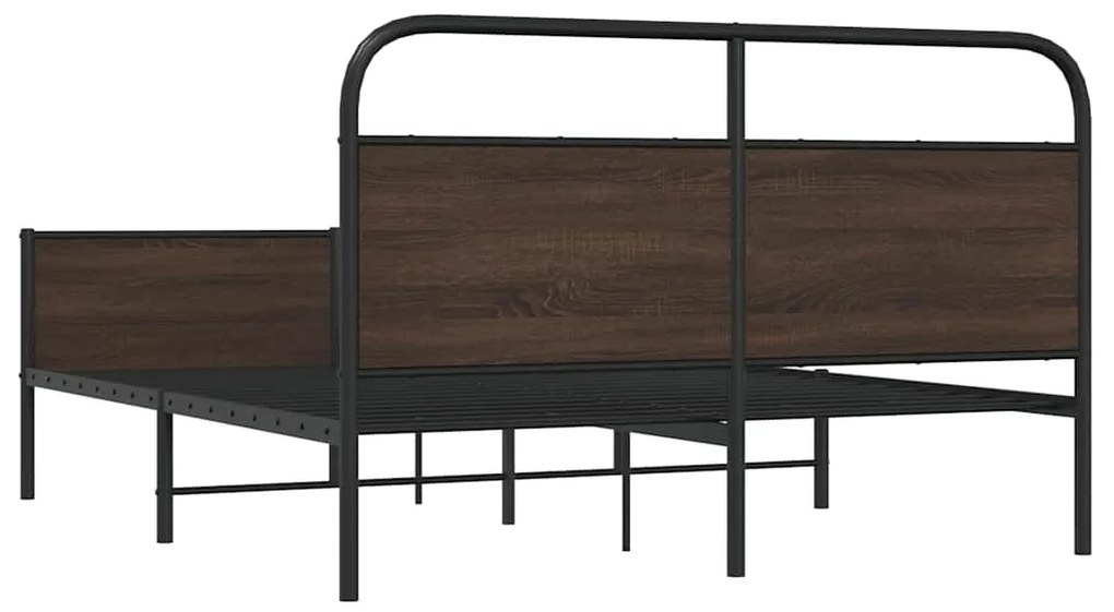 Estrutura cama sem colchão 160x200 cm metal carvalho castanho