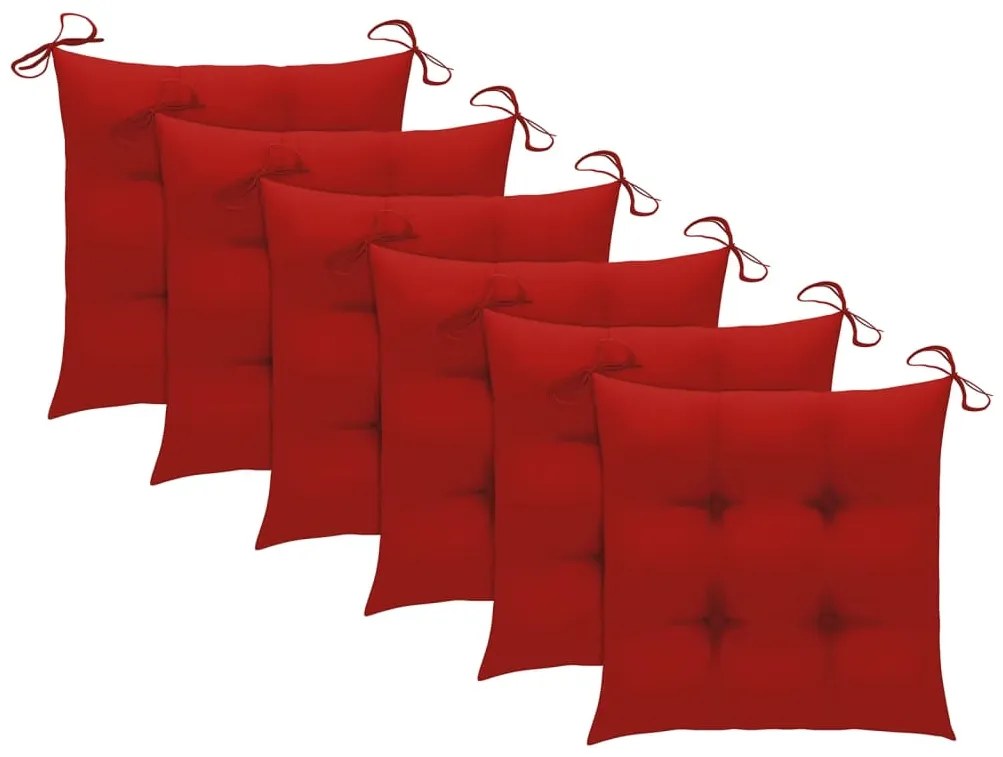 Cadeiras de jantar p/ jardim 6 pcs c/ almofadões acácia maciça