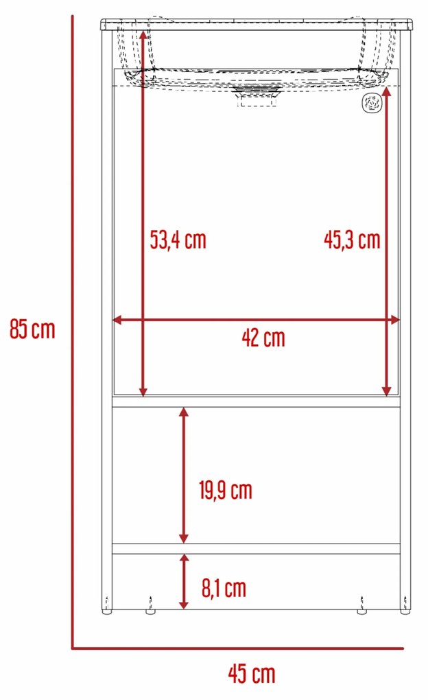 Móvel de casa de banho com lavatório malaga, com compartimento com porta prateleiras resistentes, 85 cm a x 45 cm e x 45 cm P, branco/duna