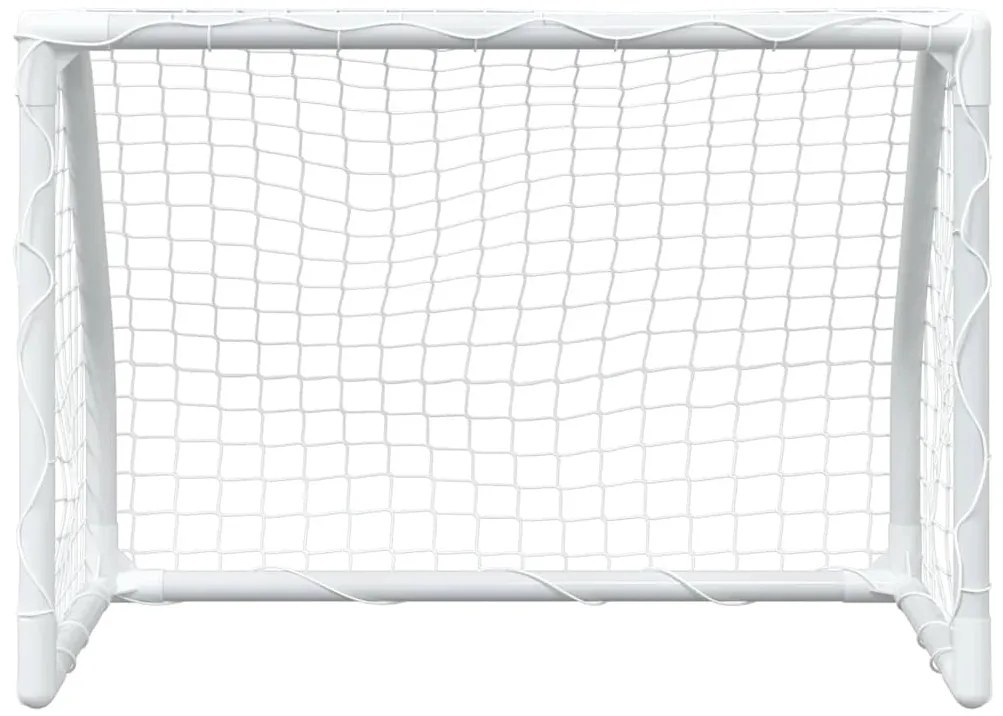 Baliza futebol infantil 2 pcs c/ bola 64x35x48 cm metal branco