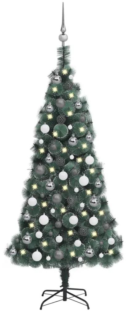 3077922 vidaXL Árvore Natal artificial c/ luzes LED/bolas 120 cm PVC/PE verde