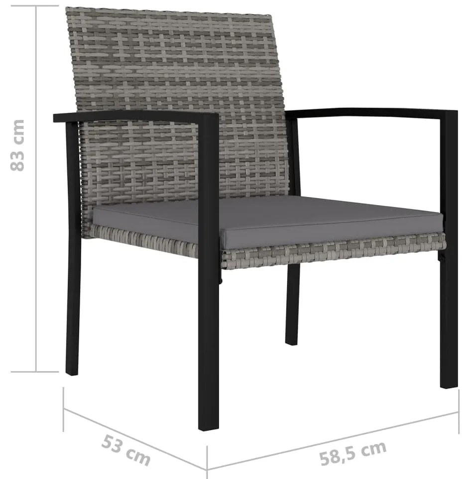 Cadeiras de jantar para jardim 4 pcs vime PE cinzento