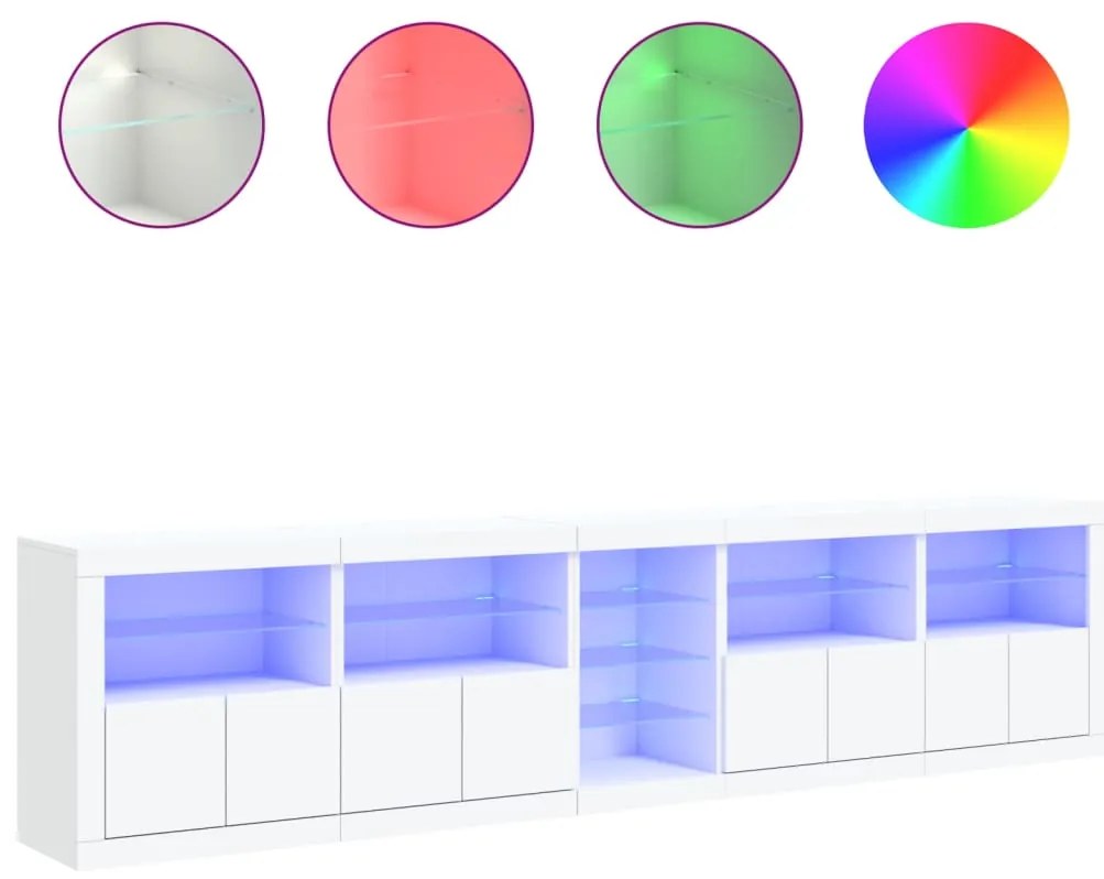 Aparador com luzes LED 283x37x67 cm branco
