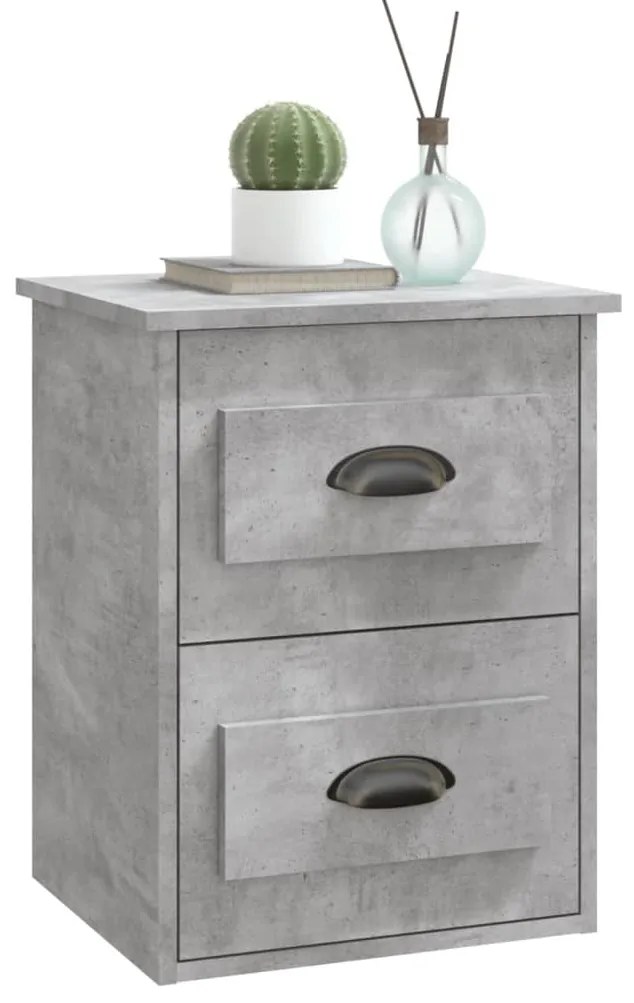 Mesas de cabeceira parede 2 pcs 41,5x36x53 cm cinzento cimento